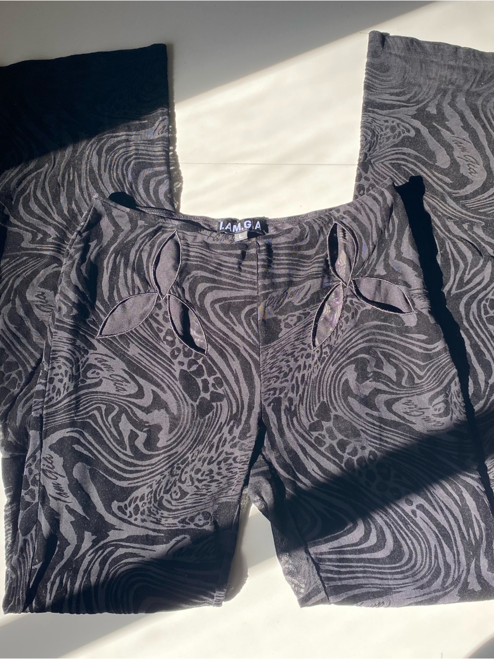 I.AM.GIA Black Swirl Cutout Straight Leg Pants